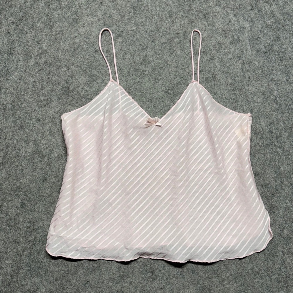 VTG Victoria's Secret Camisole Tank Top Made in USA Union Tag 80s Pink Stripes M